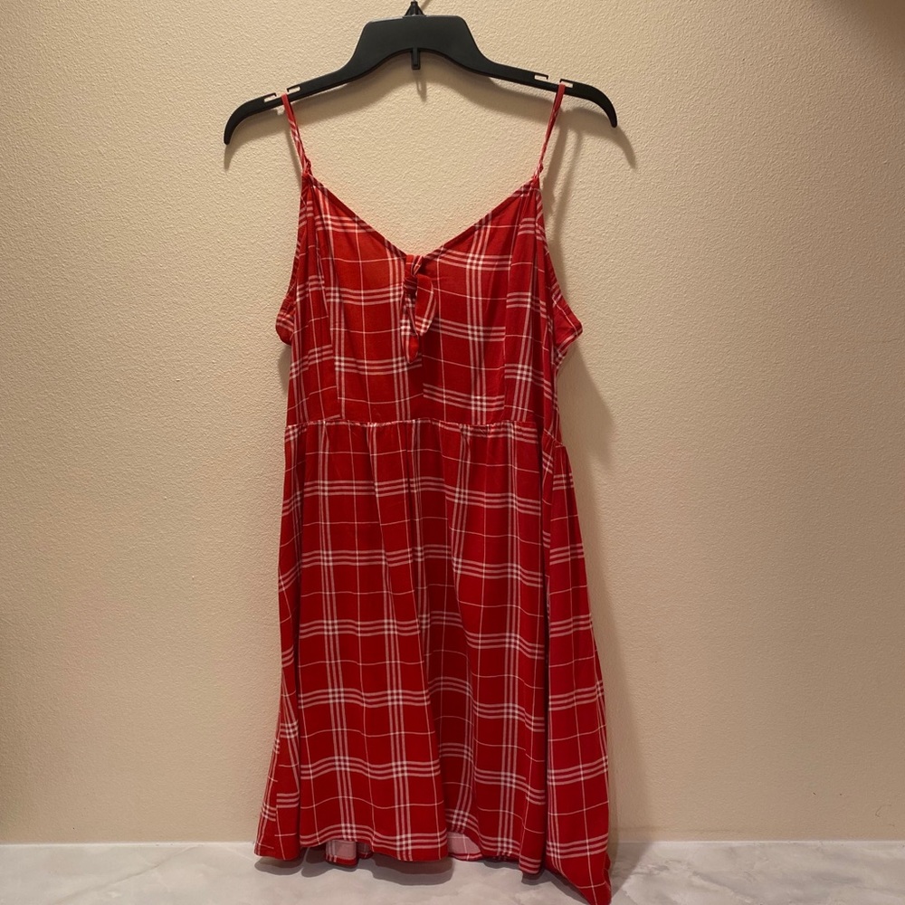 Red and white plaid sundress
